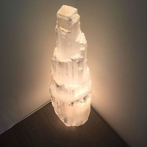 Selenite Very Large Skyscraper Crystal Lamp