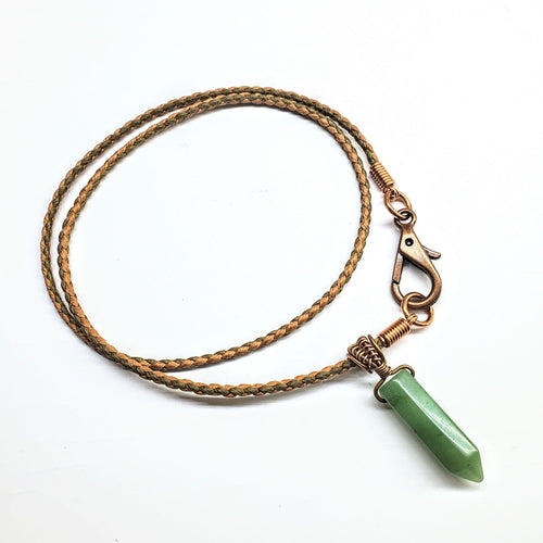 cord Wrapped Pointed Crystal Necklace