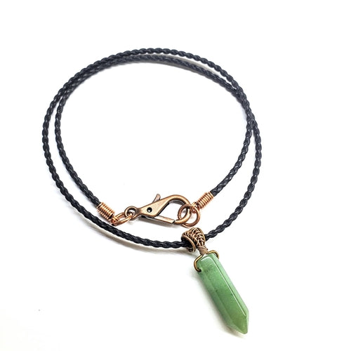 cord Wrapped Pointed Crystal Necklace