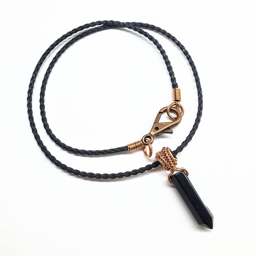cord Wrapped Pointed Crystal Necklace