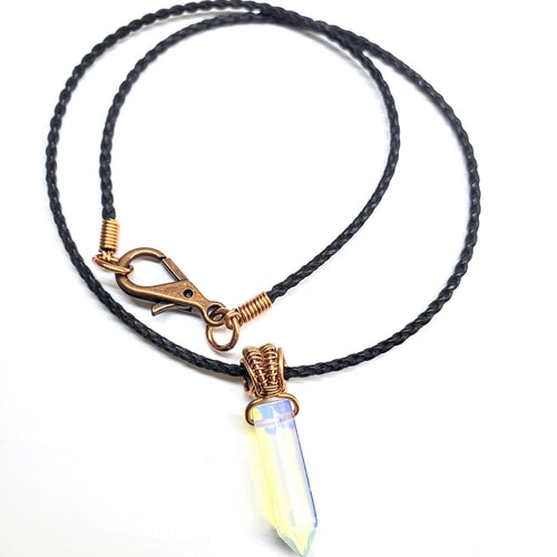 cord Wrapped Pointed Crystal Necklace