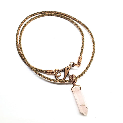 cord Wrapped Pointed Crystal Necklace