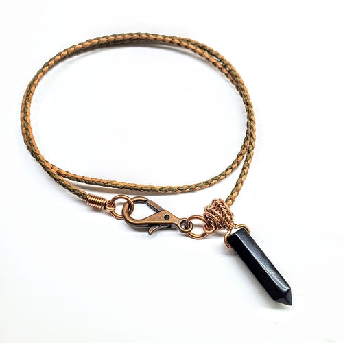 cord Wrapped Pointed Crystal Necklace