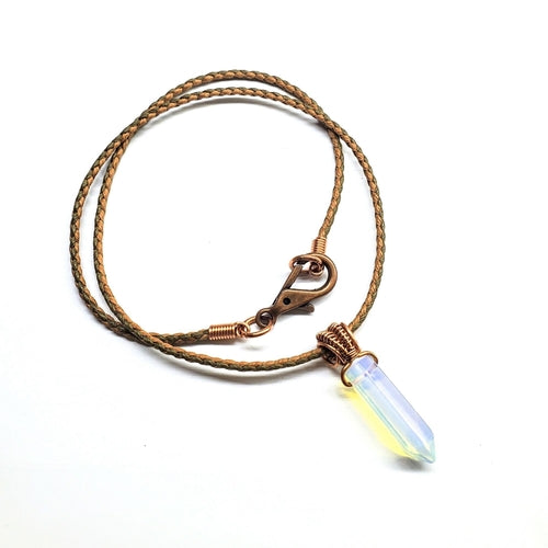 cord Wrapped Pointed Crystal Necklace