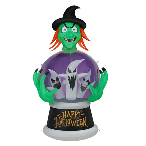 Witch Crystal Ball With 3 LED Lights And 3 RGB Lights, Halloween Inflatable Lawn Art