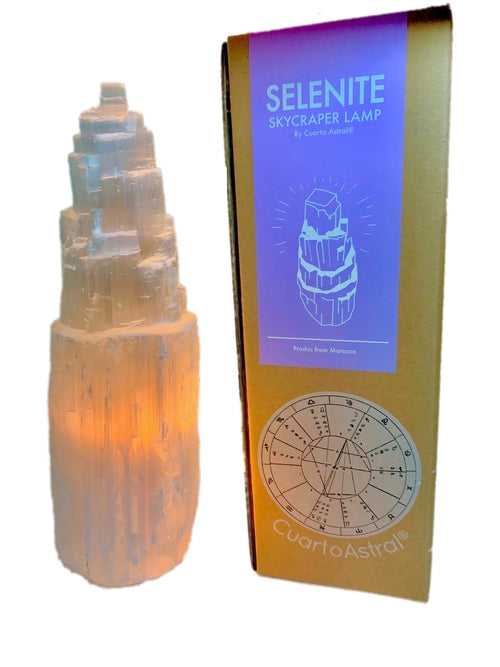 Selenite Very Large Skyscraper Crystal Lamp