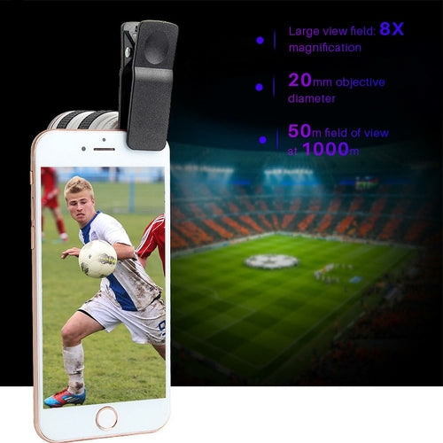 Optical HD Zoom lens for Smartphone with Universal Mobile Phone Clip