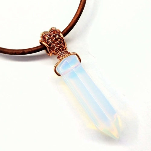 cord Wrapped Pointed Crystal Necklace