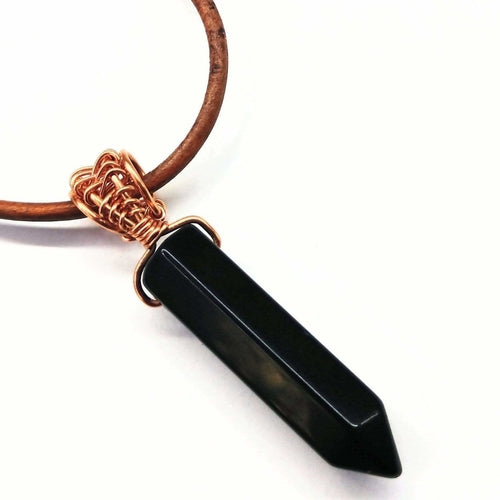 cord Wrapped Pointed Crystal Necklace