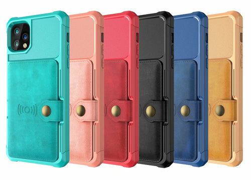 24/7 Protection Magnetic Leather Wallet Armor Case for iPhone