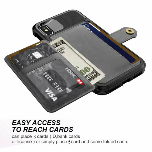 24/7 Protection Magnetic Leather Wallet Armor Case for iPhone