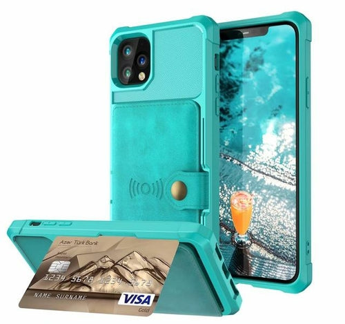 24/7 Protection Magnetic Leather Wallet Armor Case for iPhone