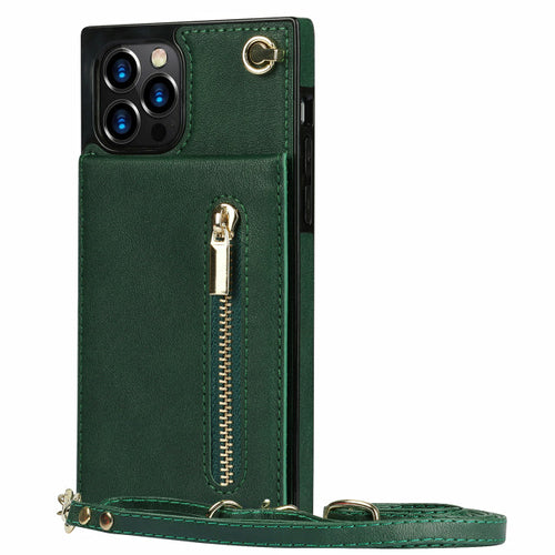 Zipper Wallet Back Case Slim Design for iPhone With Crossbody Strap
