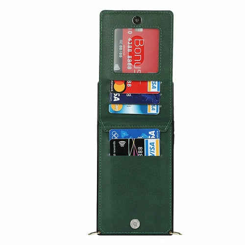 Zipper Wallet Back Case Slim Design for iPhone With Crossbody Strap