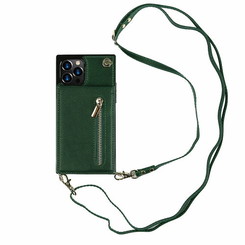 Zipper Wallet Back Case Slim Design for iPhone With Crossbody Strap