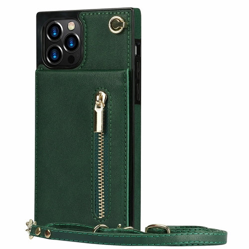 Zipper Wallet Back Case Slim Design for iPhone With Crossbody Strap