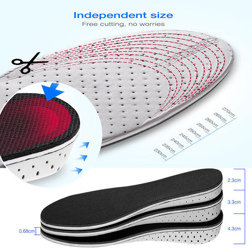 Men and Womens Invisible Height Increase Insoles Heel Lift Taller Shoe