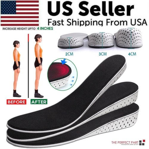 Men and Womens Invisible Height Increase Insoles Heel Lift Taller Shoe