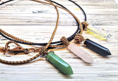 cord Wrapped Pointed Crystal Necklace