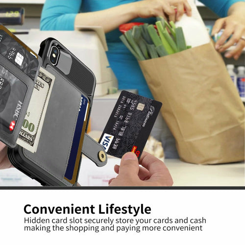 24/7 Protection Magnetic Leather Wallet Armor Case for iPhone
