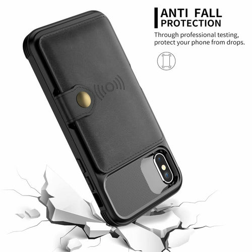 24/7 Protection Magnetic Leather Wallet Armor Case for iPhone